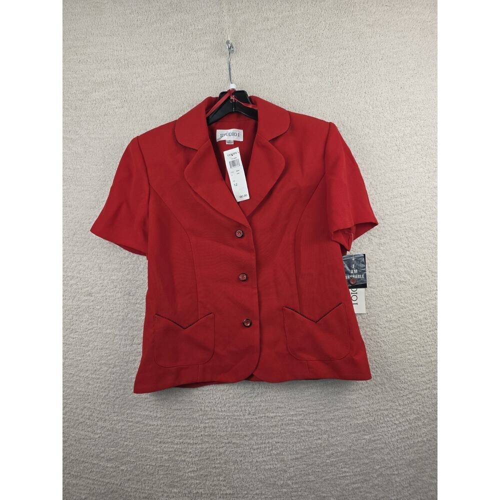 Studio 1 Red Blazer Jacket Shoulder Pads Y2K Size 12 NWT